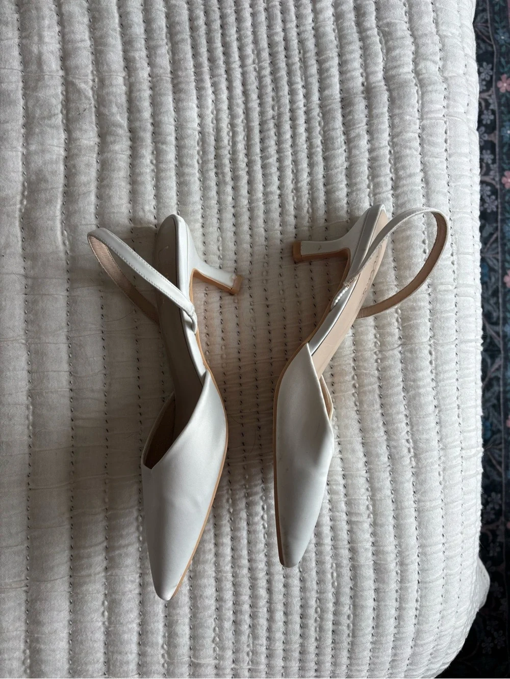 Lulus Leith White Satin Kitten Heel